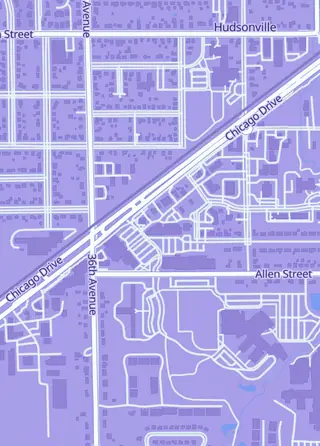Street map around Leaping Panda Hobbies, Hudsonville