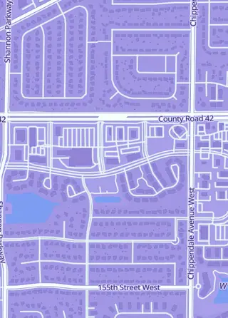 Street map around Legacy Games, Rosemount