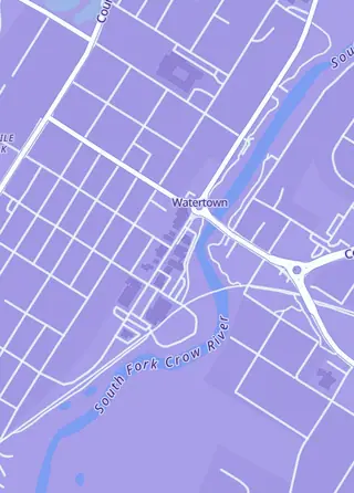 Street map around Legends On Main, Watertown