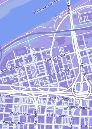 Street map around Level One Game Shop, Kansas City