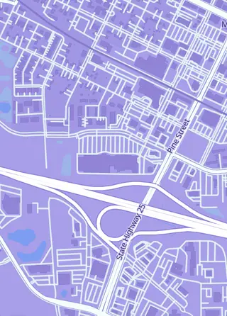 Street map around Lewis Game Shop, Monticello