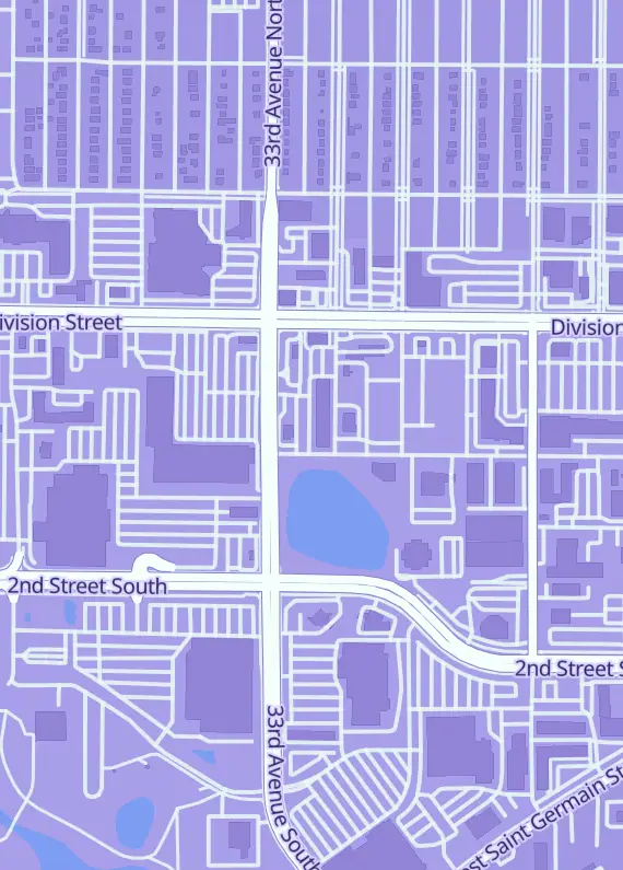 Street map around Lewis Game Shop, 88 33rd Ave S, Saint Cloud, MN