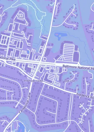 Street map around Lil' Thingamajigs, Ellicott City