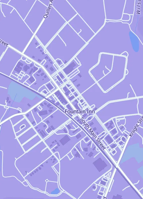 Street map around Limit Break Games, 101 Trade St, Fountain Inn, SC