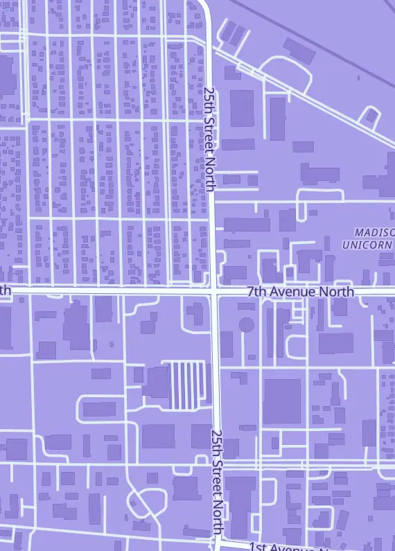 Street map around Little Big Wars, 2501 7th Ave N, Fargo, ND