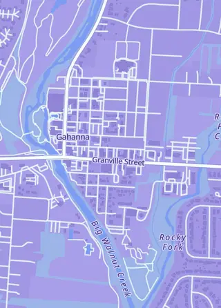Street map around LJ's Card Shop, Gahanna