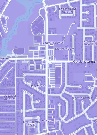 Street map around Lucky Box, Layton