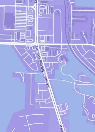 Street map around Lucky Dice Games, Huntsville