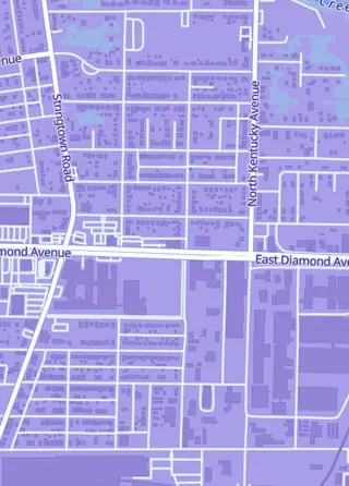 Street map around Main Phase One, Evansville