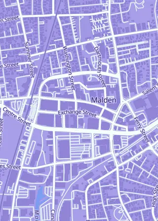 Street map around Malden Gaming District, Malden