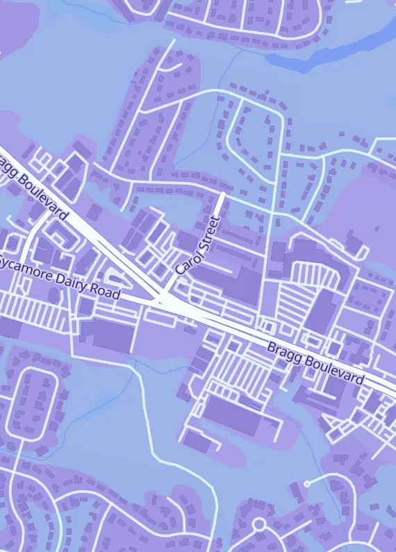 Street map around Mana Rock, 3446 Bragg Blvd, Fayetteville, NC