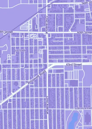 Street map around Marblehead's Games, Kenosha