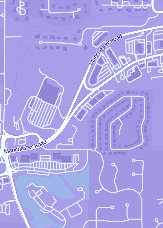 Street map around Miniature Market - Rock Hill, 13380 Manchester Rd, St Louis, MO