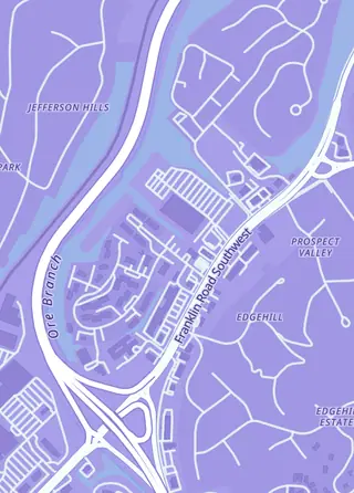 Street map around Mishap Games, Roanoke