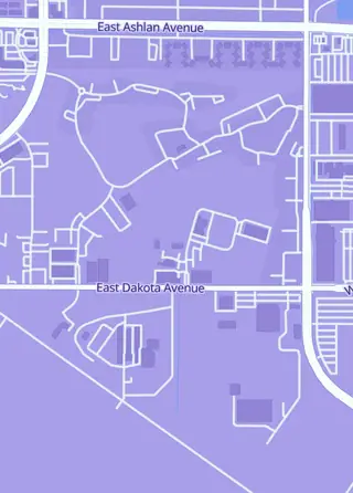 Street map around MOD Shop, LLC, Fresno
