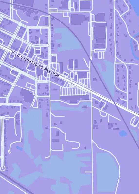 Street map around Mom's Basement Games, 1129 E Grand River Ave, Howell, MI