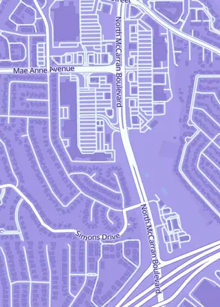 Street map around Monsters & Mayhem Games, Reno