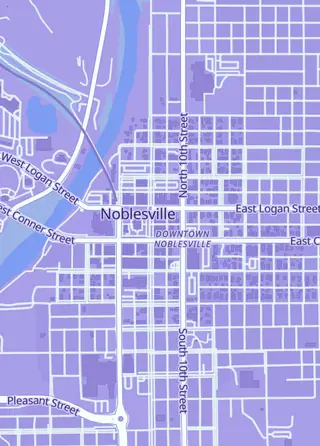 Street map around Moonshot Games, Noblesville