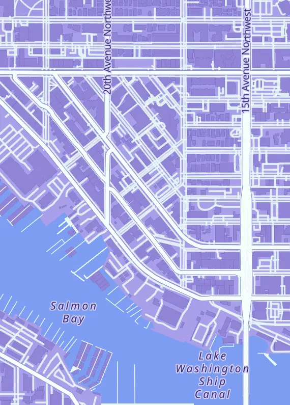 Street map around Mox Boarding House, 5105 Leary Ave NW, Seattle, WA