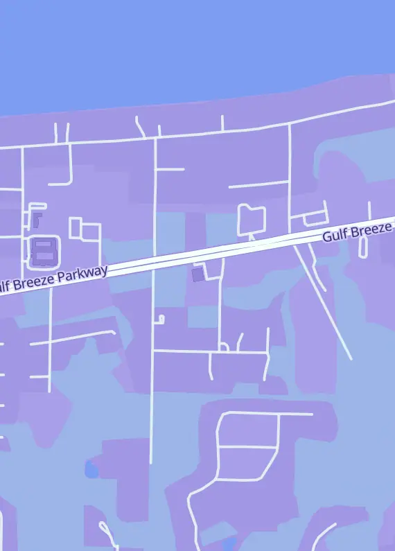 Street map around MultiVerse Comics LLC, 4531 Gulf Breeze Pkwy, Gulf Breeze, FL