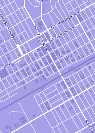 Street map around Mushyhead Comics, Pampa