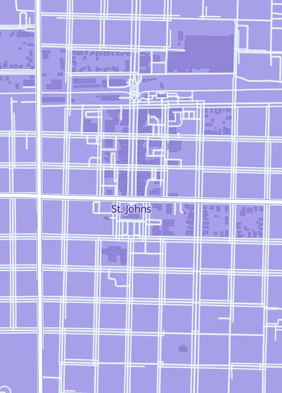Street map around MyExtraCards, 100 N Clinton Ave, St Johns, MI
