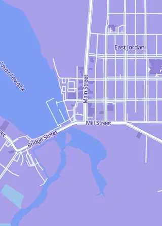 Street map around Nerdy Nomads Base Camp Game Store, East Jordan