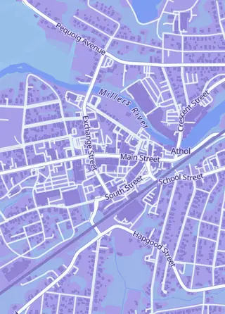 Street map around Never Grow Up, Athol