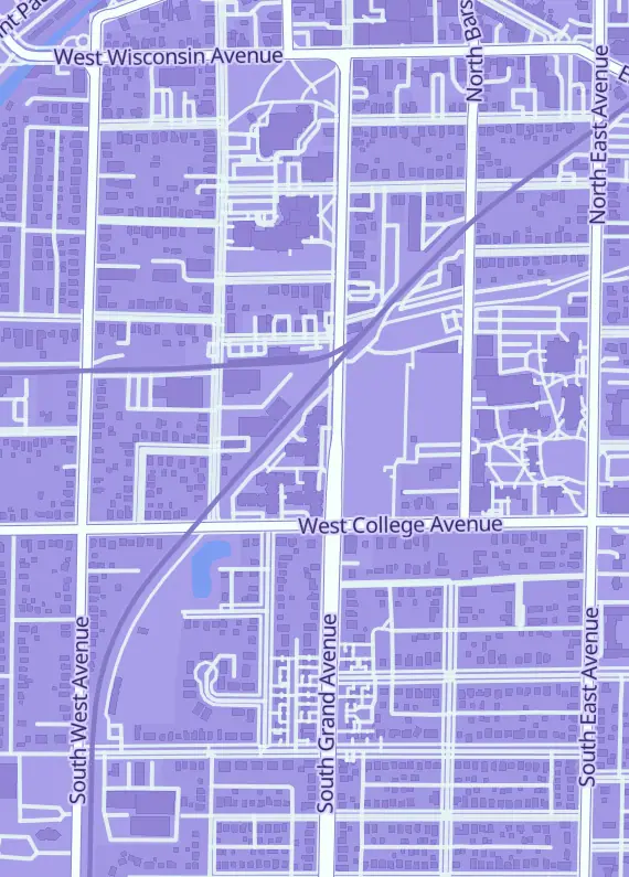 Street map around Nicky Migz Collectibles, 210 N Grand Ave, Waukesha, WI