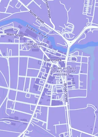 Street map around Nic's Naks & Games, Claremont