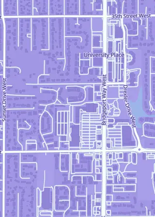 Street map around Northwest Sports Cards, University Place