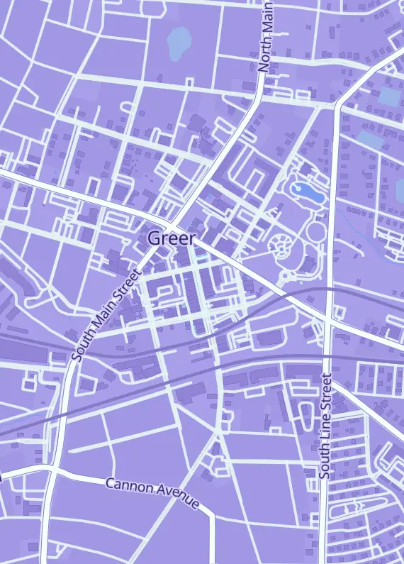 Street map around Not Just Gamin', 211 Trade St, Greer, SC