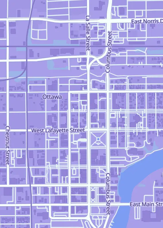 Street map around O-Nett Gaming, 215 W Washington St, Ottawa, IL