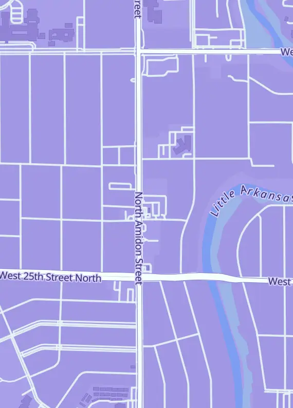 Street map around One Drop Game Shop, 2718 N Amidon Ave, Wichita, KS