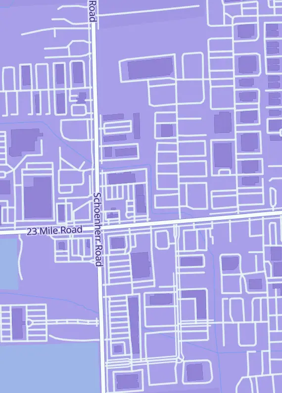 Street map around Paladin Cards, 13719 23 Mile Rd, Shelby Township, MI