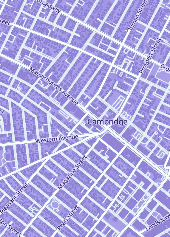 Street map around Pandemonium Books & Games, 4 Pleasant St, Cambridge, MA