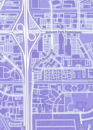 Street map around PapaJay Cards, Rohnert Park