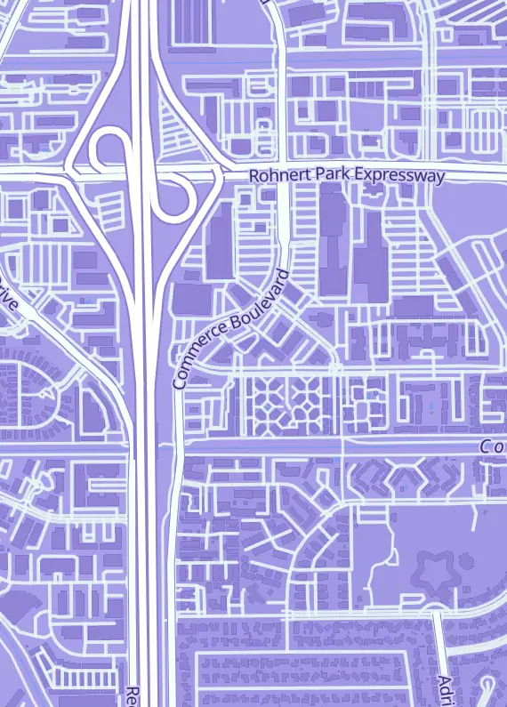 Street map around PapaJay Cards, 10 Enterprise Dr Ste A, Rohnert Park, CA