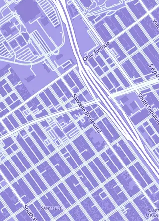 Street map around Paper Hero's Games, Los Angeles