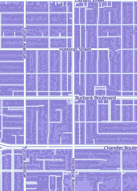 Street map around Paper Hero's Games, 14109 Burbank Blvd, Los Angeles, CA