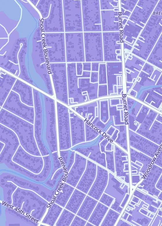 Street map around Pat's Games, 2308 Hancock Dr, Austin, TX
