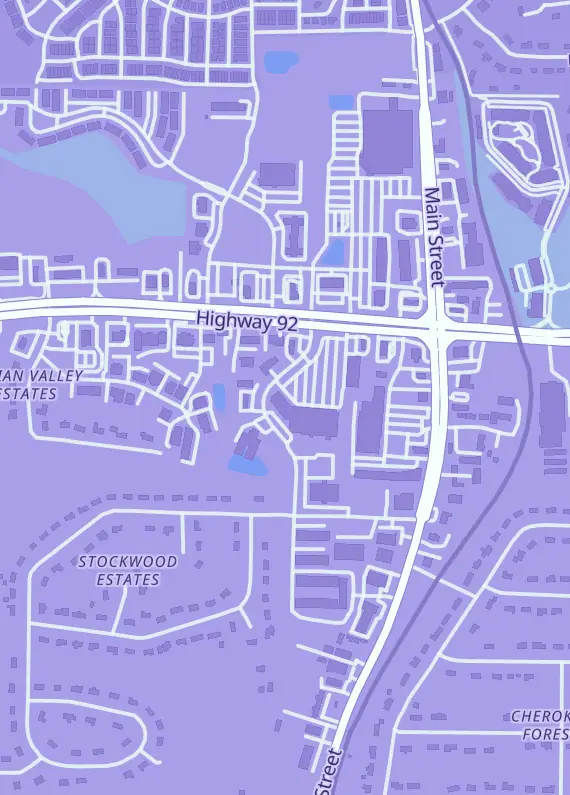 Street map around Peach State Games, 10010 GA-92 #110, Woodstock, GA