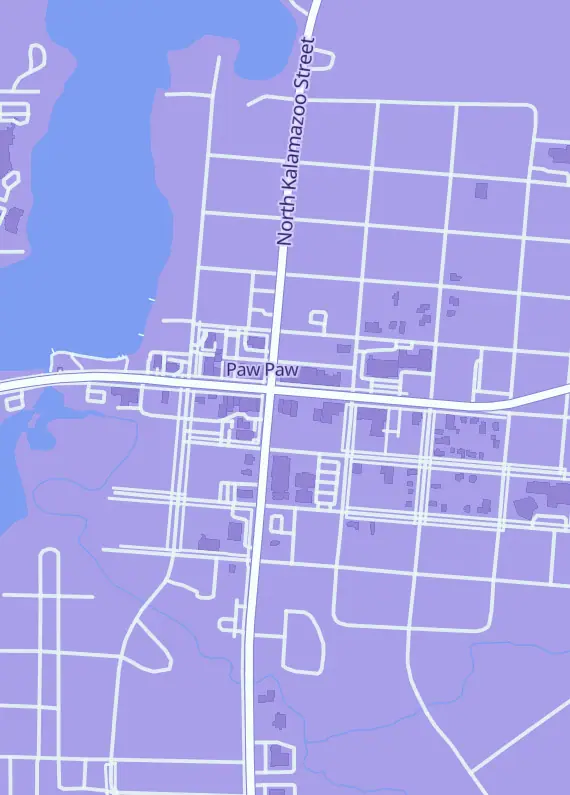 Street map around Perfect Storm West, 202 E Michigan Ave b, Paw Paw, MI