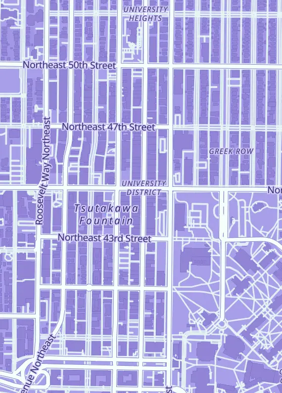 Street map around Pink Gorilla Games, 4341 University Wy NE, Seattle, WA