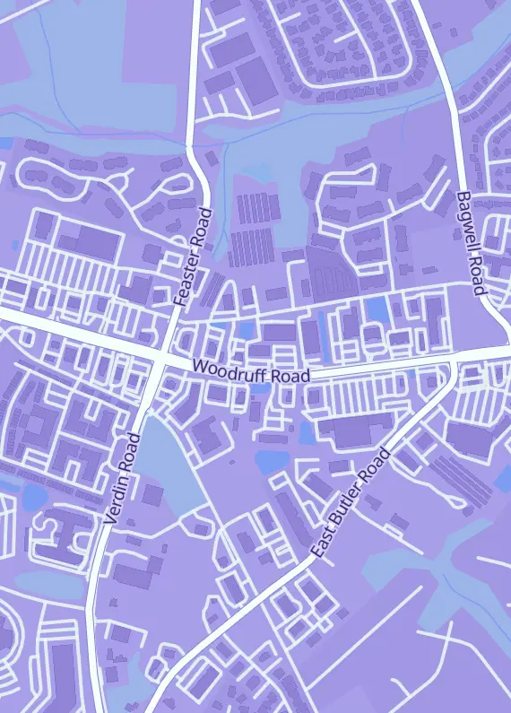Street map around Planet Comics, 1633 Woodruff Rd, Greenville, SC