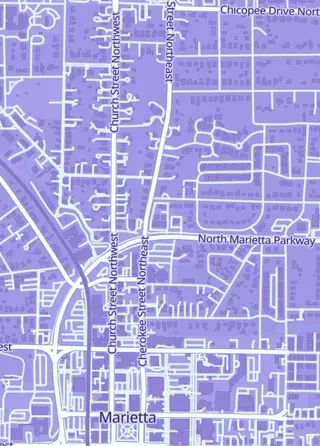 Street map around Plastic Empire, Marietta