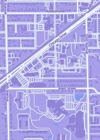 Street map around Playmakers GCC, Hudsonville