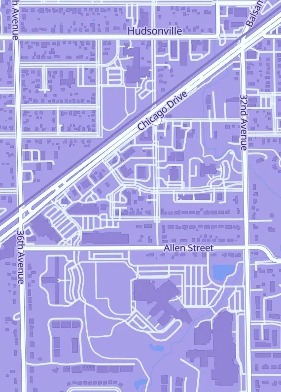Street map around Playmakers GCC, 3376 Central Blvd, Hudsonville, MI