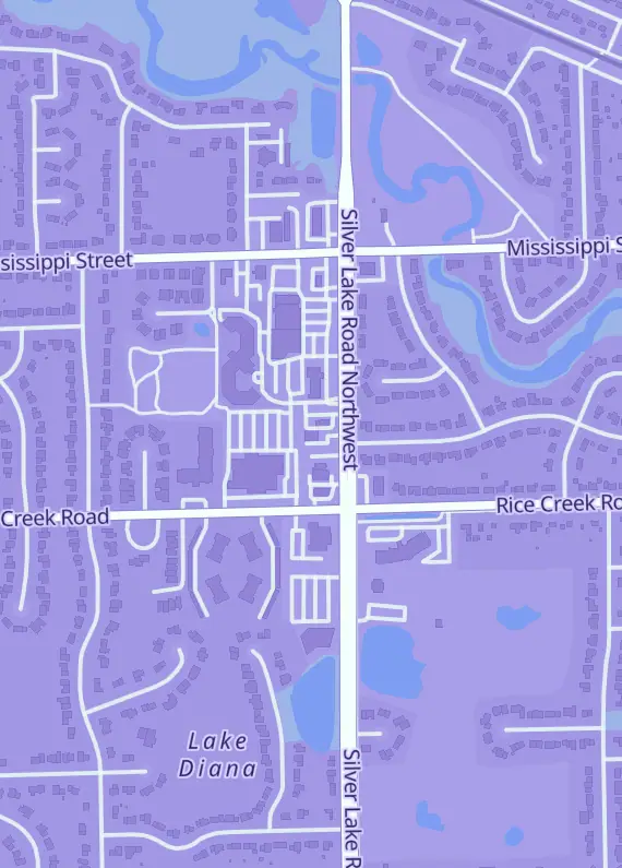 Street map around Pop Culture Archives, 2030 Silver Lake Rd NW Ste 2, New Brighton, MN