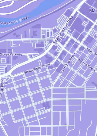 Street map around Pulp Comics and Games, Mankato